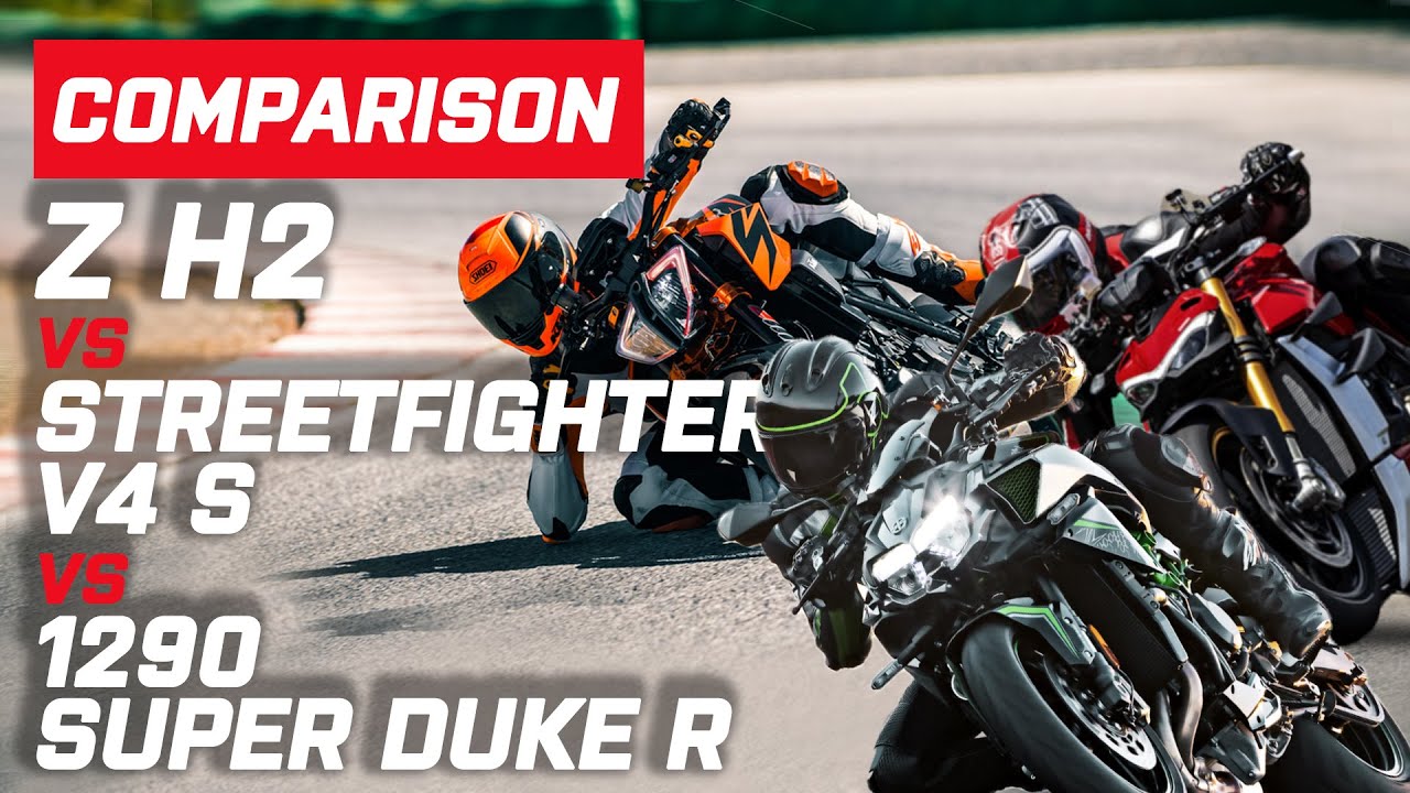 KTM 1290 Super Duke R contre Ducati Streetfighter V4 S contre Kawasaki Z H2