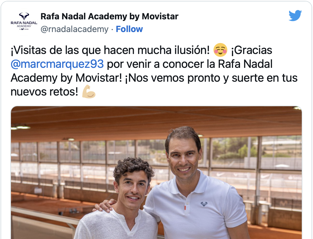 La star du tennis Rafa Nadal vient-elle de faire allusion à l'avenir de Marquez en MotoGP ?