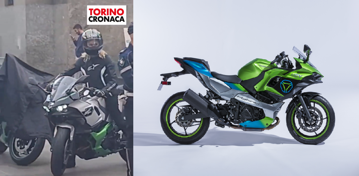 Moto hybride Kawasaki Ninja HEV repérée en Italie