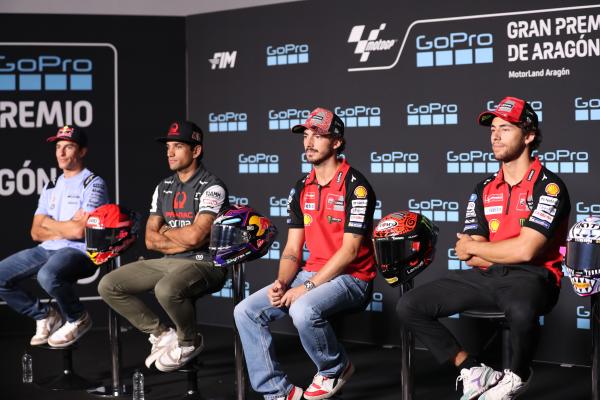 Marc Marquez, Jorge Martin, Francesco Bagnaia, Enea Bastianini lors d'une conférence de presse