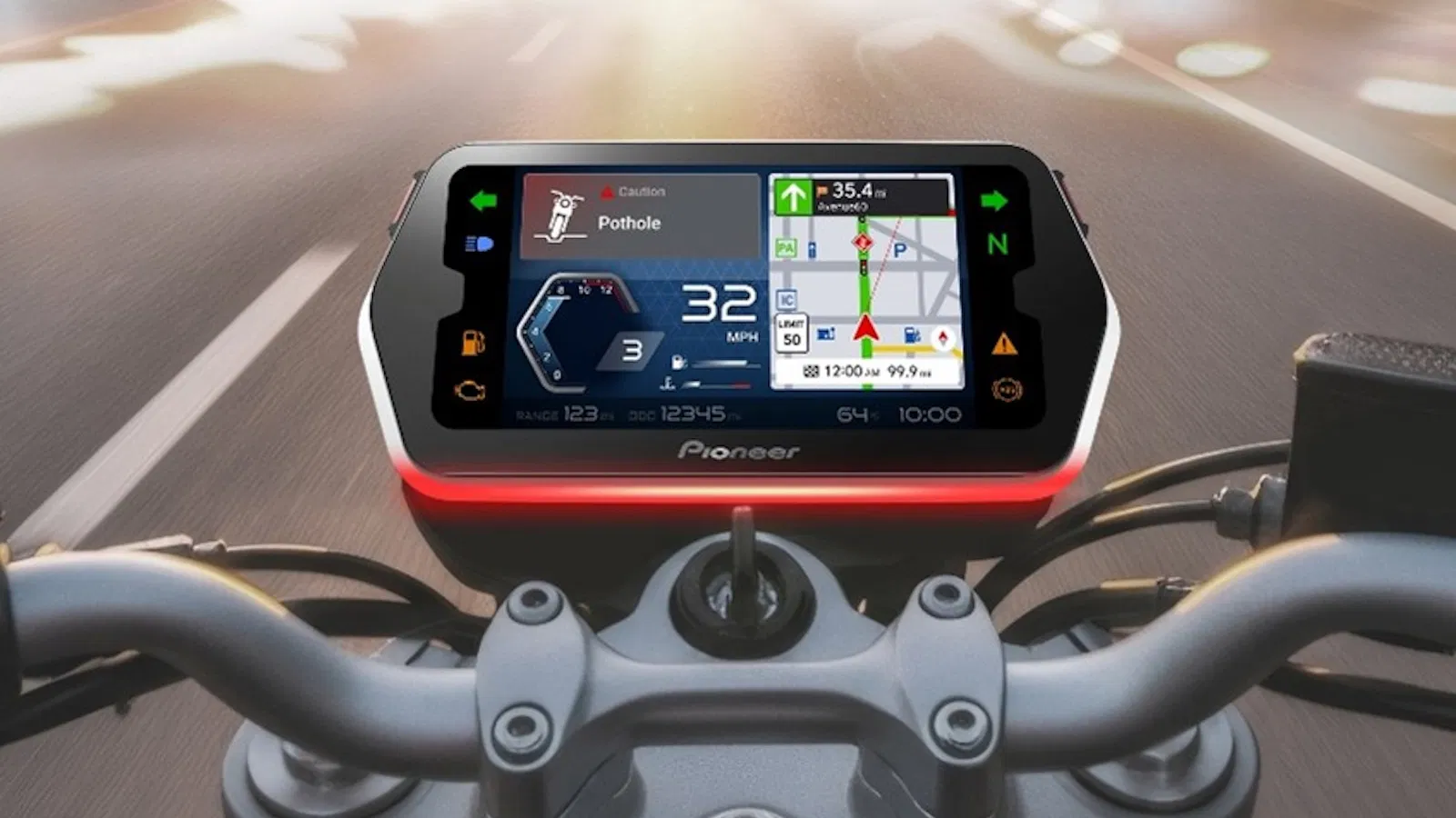 Le tableau de bord de la moto Pioneer Ride Connect présenté en avant-première au CES