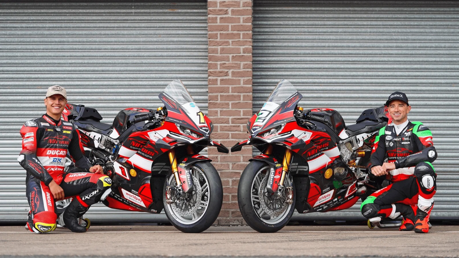 Kyle Ryde and Glenn Irwin with their Panigale V4 R. Credit - British Superbike Championship