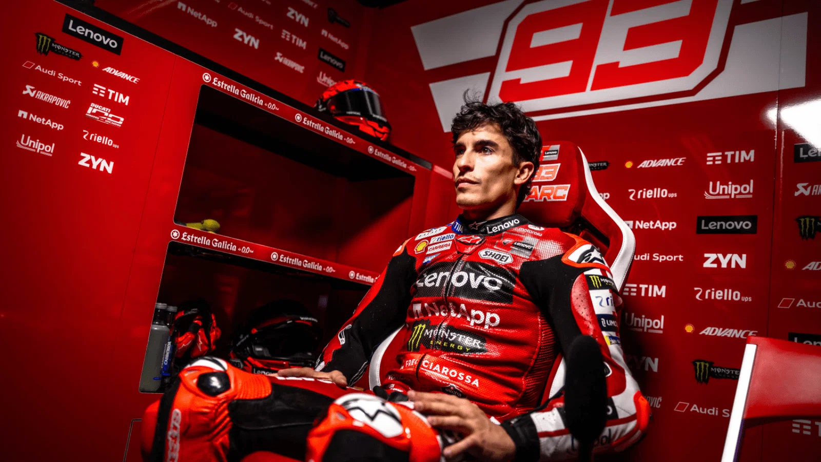 Marc Marquez in his pit box.