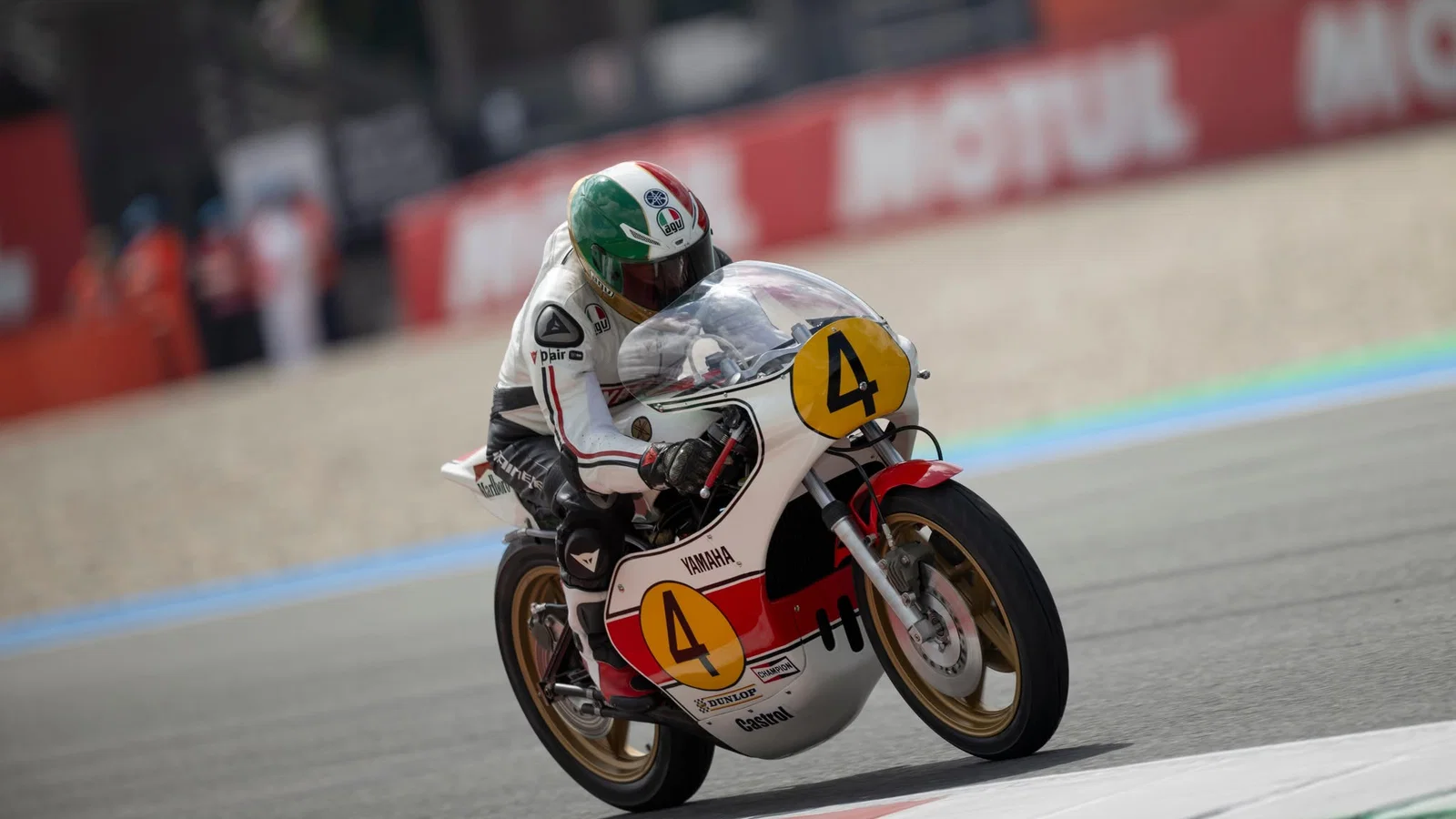 Iconic Yamaha race bike on track. Credit: Yamaha.