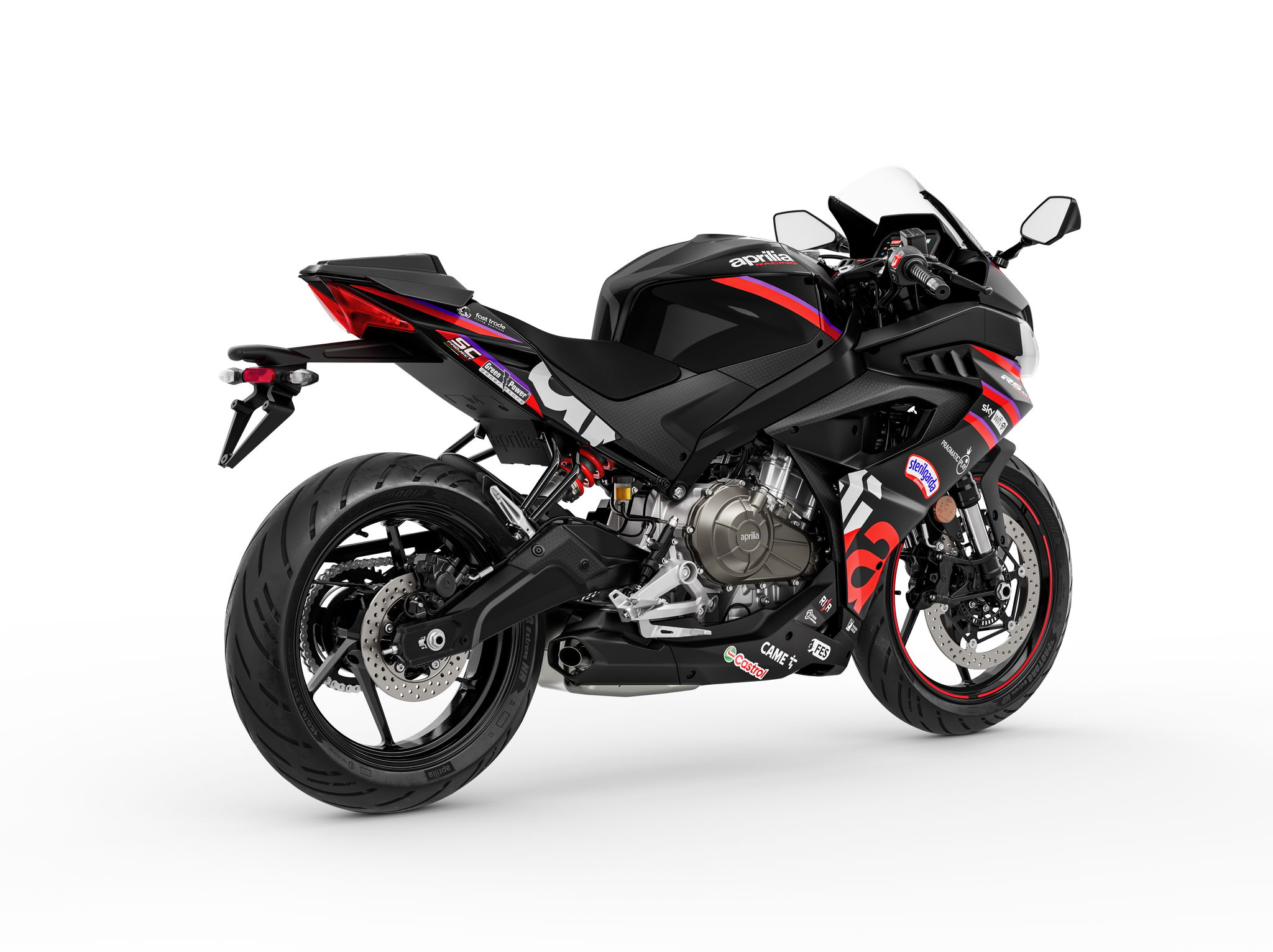Le RS457 GP d'Aprilia est équipé de série d'un quickshifter
