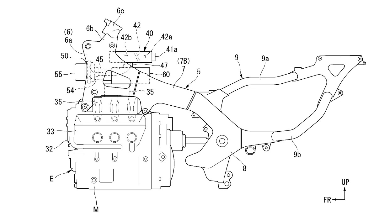 Un cadre et un moteur Honda Gold Wing avec le compresseur électronique installé