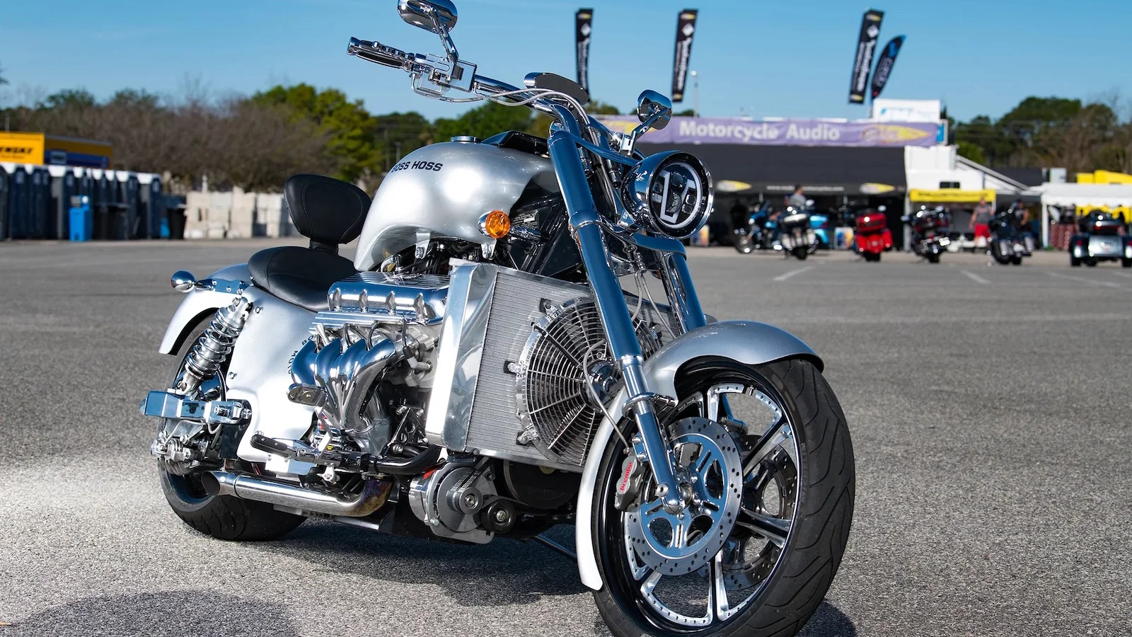 A Boss Hoss V8 cruiser motorcycle
