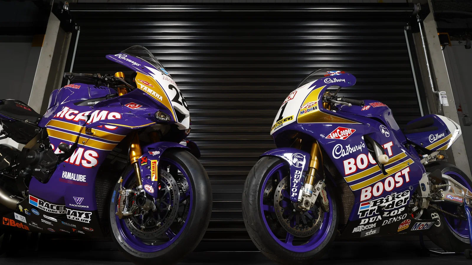 Yamaha Cadbury Boost BSB bikes.