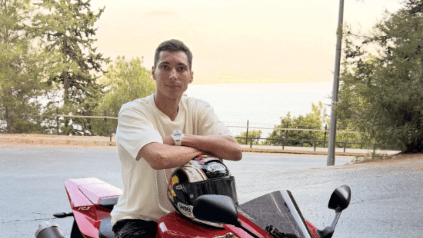 Toprak Razgatlioglu sitting on a Yamaha R1.