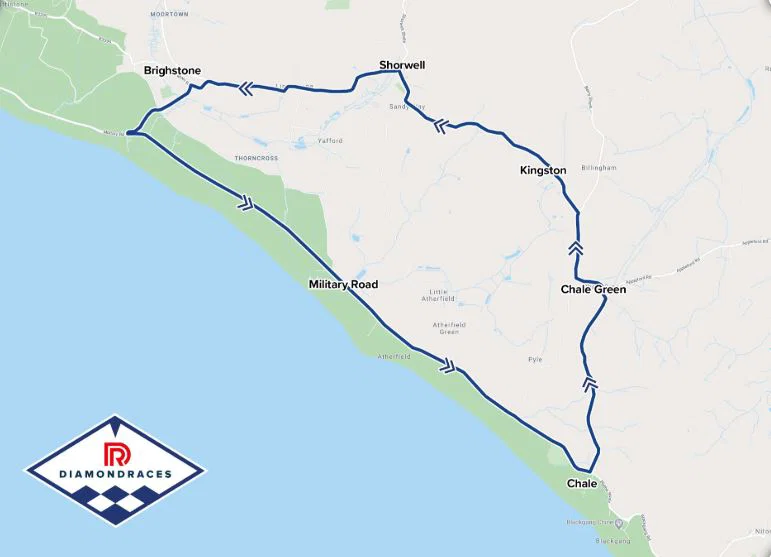 Carte des pistes des courses de diamant de l'île de Wight