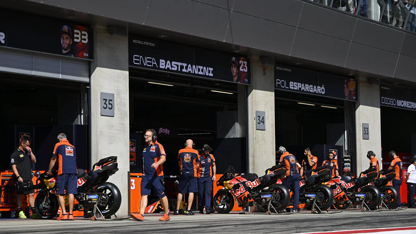 KTM garages at the Red Bull Ring. Credit: Gold and Goose.