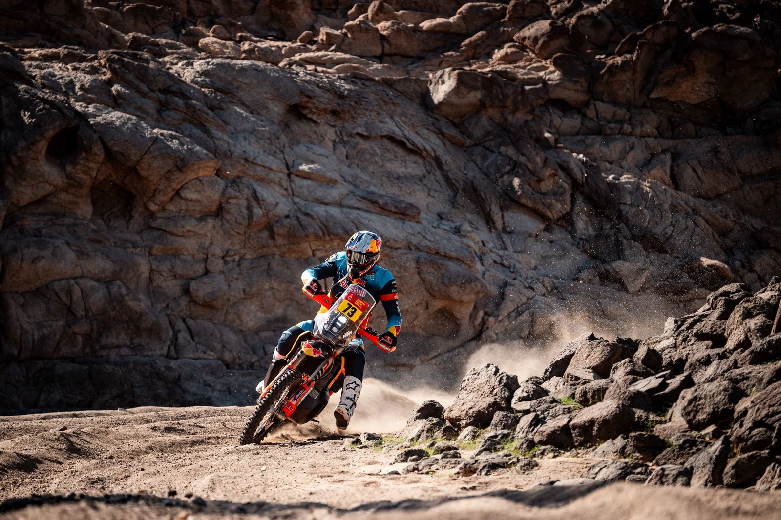 Une moto KTM 450 Rally en action au Dakar 2026